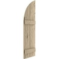 thumbnail image 3 of Ekena Millwork 11"W x 42"H (31" Low Side) Timberthane Hand Hewn Two Board Joined Board-n-Batten w/Quarter Round Arch Top Faux Wood Shutters (Per Pair), Primed Tan, 3 of 6