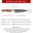 thumbnail image 3 of HEZHEN 5 inch Utility Knife Kitchen with Razor Sharp- Damascus Steel with Rose Pattern Multifunctional VG10 Professional Paring-Fruit Knife- Master Series Ergonomic Figured Sycamore Wood Handle, 3 of 8