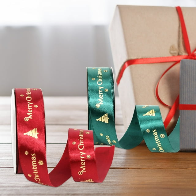 Boovnll Christmas Ribbon 1 Inch 2.2 Yards Holiday Printing Ribbon for Christmas Wreath, Xmas Tree, DIY Crafting Gifts Wrapping, Christmas Party Decor, Christmas Decorations