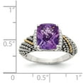 thumbnail image 4 of 14K Two-Tone Gold Ring Band Gemstone Yellow Amethyst Cushion Purple Diamond Round, 4 of 6