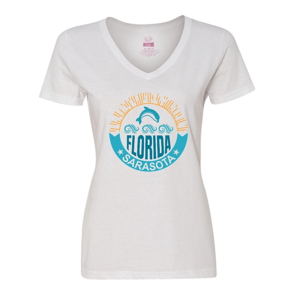 Inktastic Sarasota Florida Vacation Travel Women's V-Neck T-Shirt