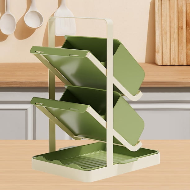 Estante de almacenamiento de palillos, estante de almacenamiento de cubiertos, estante de secado de cubiertos, herramienta de cocina resistente, Verde