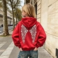 thumbnail image 2 of Linfrsh Girls Sequin Angel Wings Hoodies Trendy Long Sleeve Hooded Baggy Drawstring Sweat Fashion Casual Pullovers With Pockets(Red,4-5 Years), 2 of 8