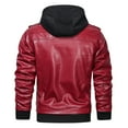 thumbnail image 5 of Hood Crew Men's Pu Faux Leather Jacket with Removable Hood Red XXL, 5 of 6