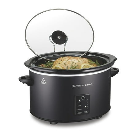 Hamilton Beach 5 Qt Programmable Slow Cooker, Stoneware Crock with Removable Pot, Black