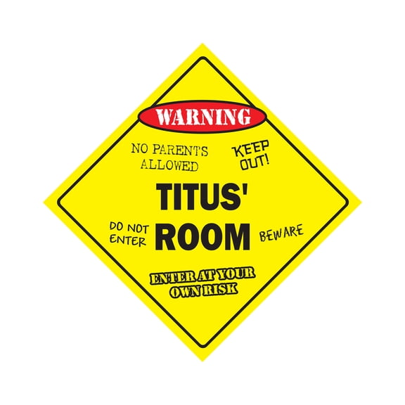 Titus' Room Sign Crossing Zone Xing | Indoor/Outdoor | 17" Tall kids bedroom decor door children's name boy girl