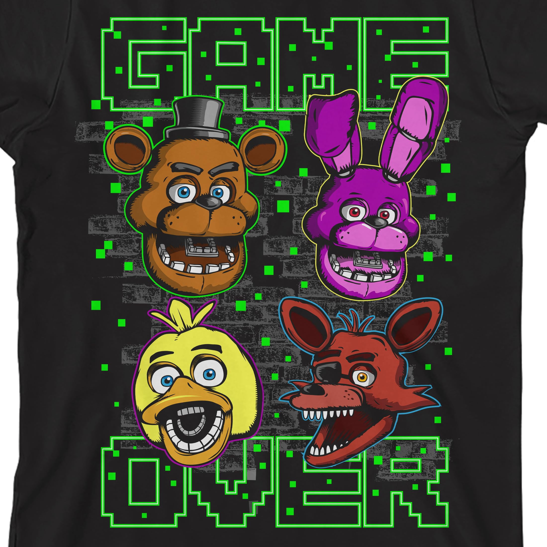 Five Nights at Freddy's Game Over Boy's Black Short Sleeve Tee-Small