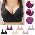 thumbnail image 5 of Under $5.00,Lolmot Everyday Bras for Womens Plus Size Wirefree Back Support Posture Bra Solid Color Adjustable Strap Buckle Closure Push Up Bras, 5 of 5