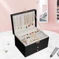 thumbnail image 2 of Jewelry Organizer Box, 3 Layers with 2 Drawers Women Jewelry Box, Large Jewelry Organizers Jewelry Boxes Display Earring Necklace Watch Bracelet and Rings (Black), 2 of 7