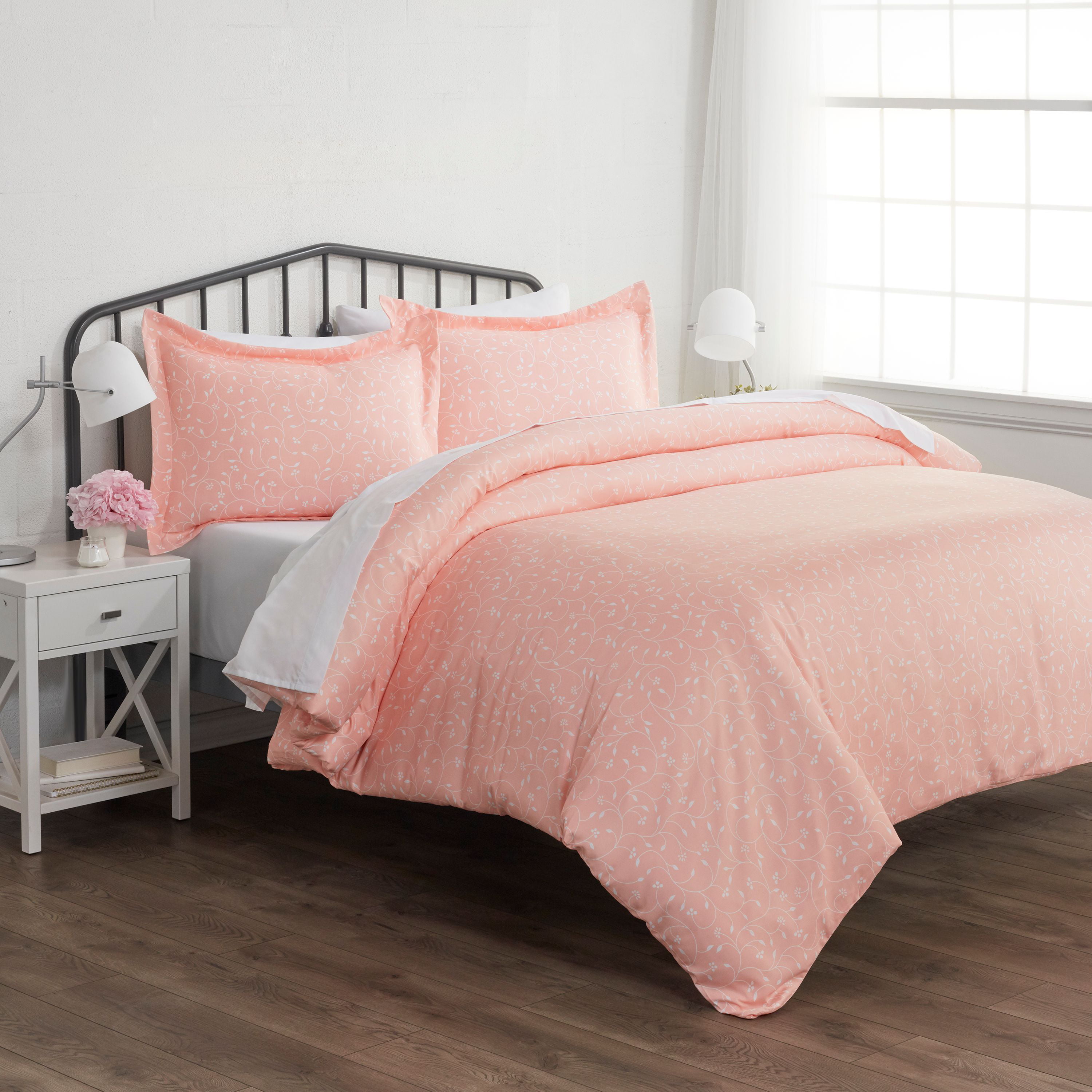 Pink Pink Buds Pattern 3 Piece Duvet Cover Set, King/Calking, by Noble ...