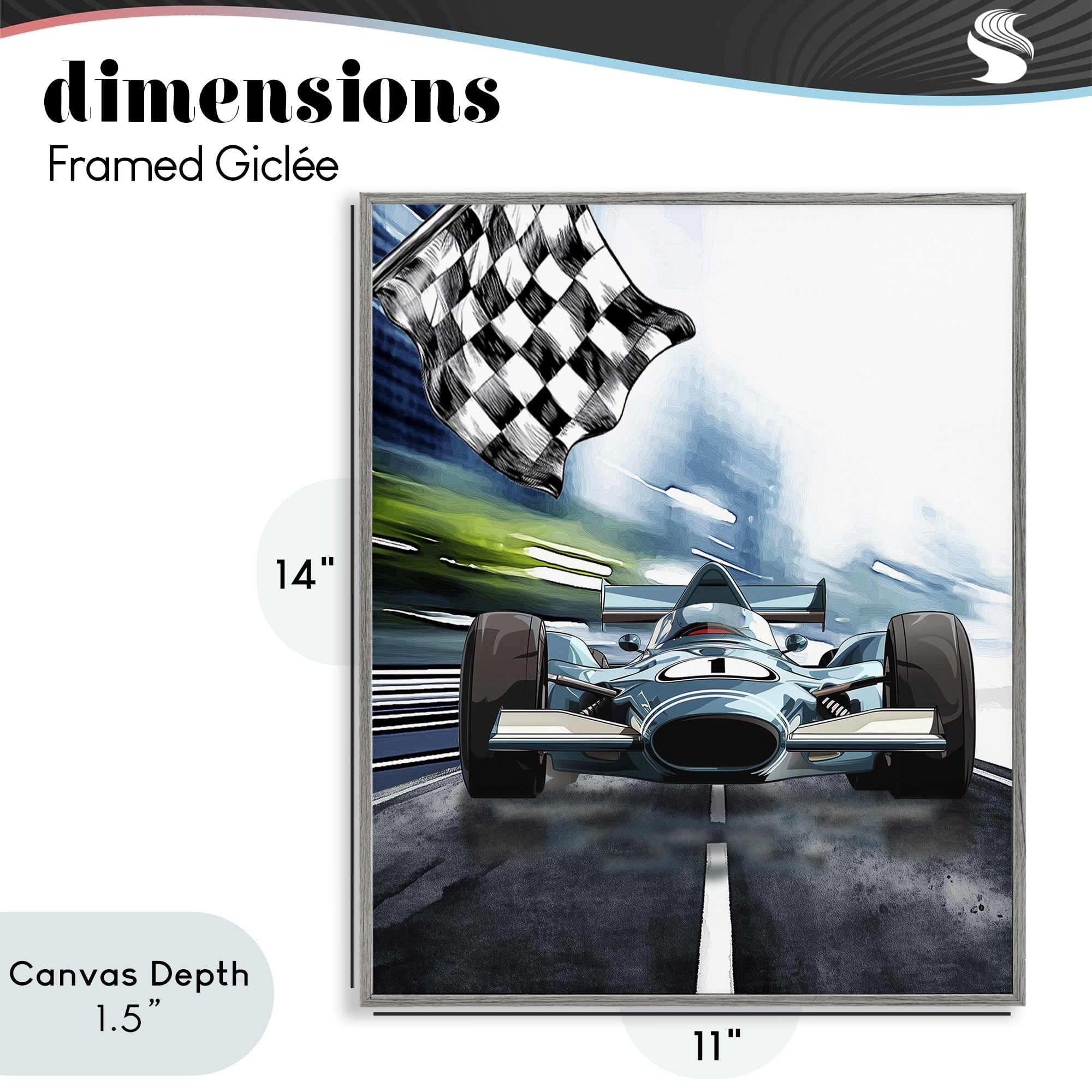 Stupell Industries Racecar Set Go Gray Framed Giclee Art, design by Christine Simpson Art
