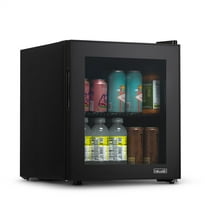 Open Box Newair 60-Can Beverage Refrigerator with Glass Door, Freestanding, Black Stainless Steel