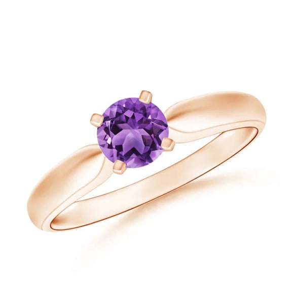 Stackable Round Amethyst 925 Sterling Silver Rose Plated Women Anniversary Ring