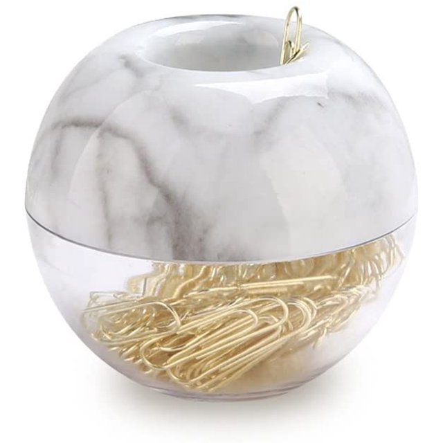 Clips de oficina dorados en elegante soporte magnético de mármol blanco, 28 mm, 100 clips por caja Adepaton WRQX-144