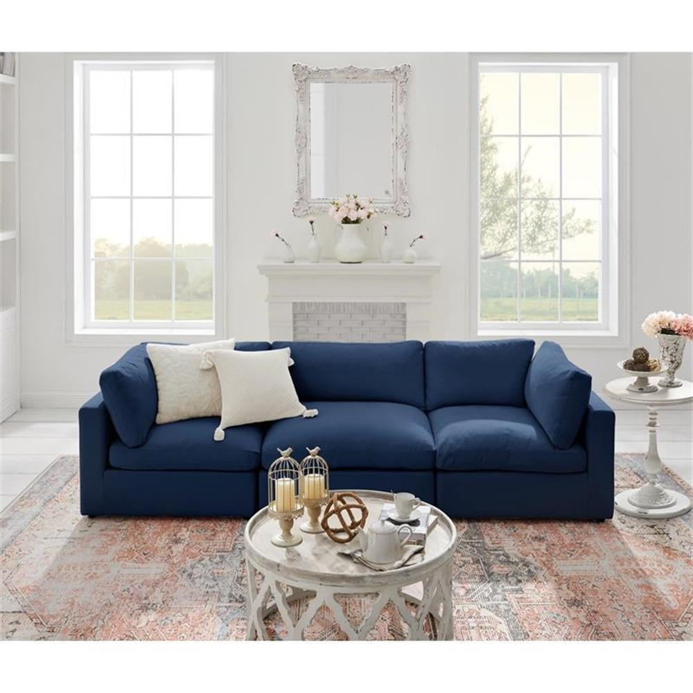 1/26迄 rikoao sofa navy Kaelynn Sofa Navy Blue Linen Upholstered 3-Seat - Walmart.com