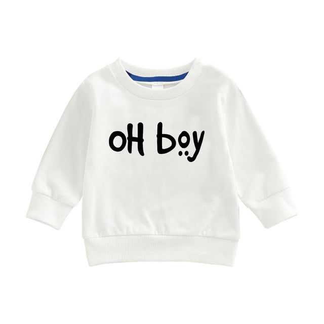 Gibobby Sudaderas para niños pequeños, playera de algodónNiños Niñas Manga Larga Tops Sudadera Traje(Blanco, 6-7 Años)