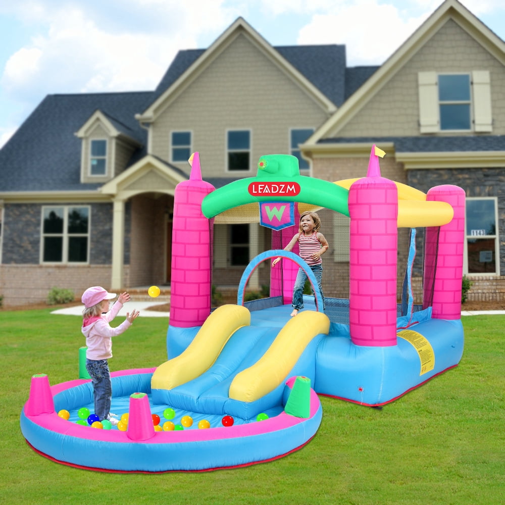 Inflatable Bounce House for Kids, Indoor/Outdoor Bounce Houses with Round Splashing Pool, Bouncing Area, 1 Water Slide and Storage Bag, 150x79x71 Inch