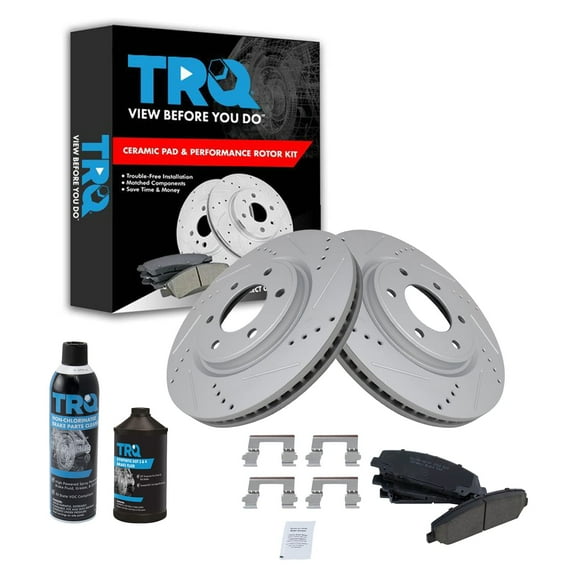 TRQ Performance Brake Rotor Coated & Ceramic Pad Front Kit w/Chemicals BKA17698 Fits select: 2008-2010 NISSAN TITAN, 2008-2011 NISSAN ARMADA