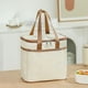 thumbnail image 5 of Bolsa térmica aislante para picnic, ideal para viajes al aire libre, playa o trabajo. Contenedor de alimentos de gran capacidad de tela Oxford con forro grueso de papel de aluminio. Color beige., 5 of 9