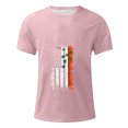 thumbnail image 4 of Men’s Short Sleeve Crew Neck T Shirt with Distressed Flag and Shamrock Print Relaxed Fit Lightweight Top Pink 3XL, 4 of 4