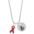 thumbnail image 1 of Delight Jewelry Silvertone Red Ribbon Silvertone Script Initial Disc - & - Charm Necklace, 20"+3", 1 of 4
