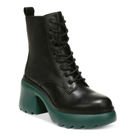 

BAR III Womens Black 1-1/2 Platform Peliican Round Toe Block Heel Lace-Up Boots Shoes 7.5 M