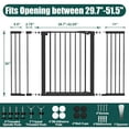 thumbnail image 6 of 29.7"-51.5" Extra Wide Baby Gate for Stairs, Easy Walk Thru Dog Gate with 21.1" Large Opening Door, Pressured Mounted No Drilling Pet Gate, 30" Tall, Black, 6 of 9