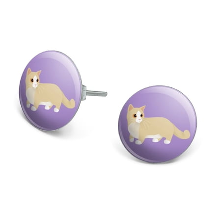 Munchkin Cat Novelty Silver Plated Stud Earrings