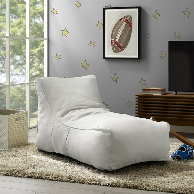 Loungie Resty Nylon Bean Bag Chair with Back Support and Waterproof Material, White (Set of 1)