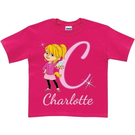 Personalized Alvin and the Chipmunks Girls' Initial T-Shirt, Pink