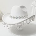 thumbnail image 3 of vlrwzc Rhinestone Fringe Western Cowboy Hat, Sparkling Cowgirl Hat for Festivals and Concerts, 3 of 7