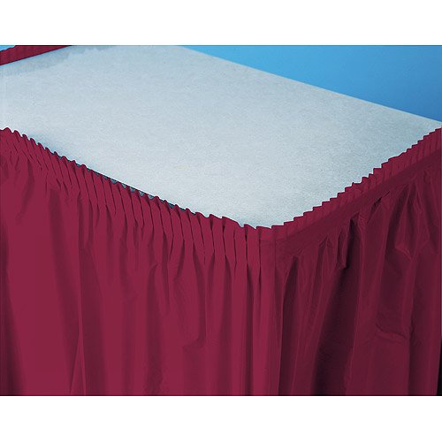 Plastic Table Skirt, Burgundy