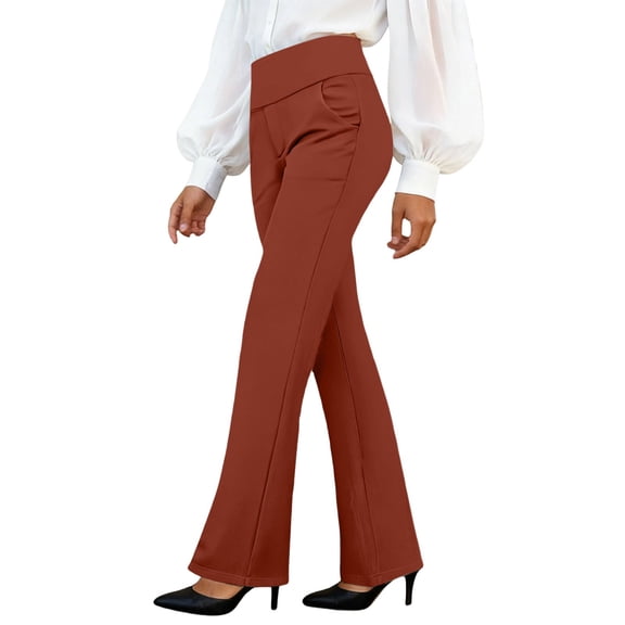 Angala Dress Pants Stretchy Work Pants Wide Leg Yoga Pant With Pockets High Waisted Casual Pull On Trouser Pant Stylish Beautiful Women's Casual Pants