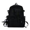 thumbnail image 1 of Black Backpack Unisex Women Men Backpack Nylon Waterproof Multi-pocket Design Mochilas Teenagers Shoulder Bag, 1 of 5
