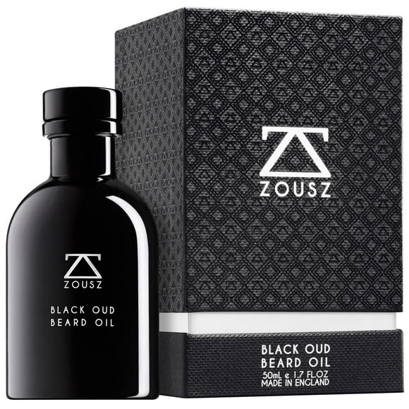 ZOUSZ Huile pour Barbe - Formule de Toilettage Parfumée au Bois d'Oud Noir avec Huiles d'Avocat Naturel, d'Argan, de Macadamia - Adoucissant et Hydratant pour le Visage Non Gras pour Coiffure et acirc&128;&