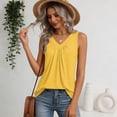 thumbnail image 4 of GIPQJK Tank Top for Women Sleeveless Loose Pleated Front Casual Shirts V Neck Summer Fashion Cute Solid Color Clothes,Yellow XL, 4 of 6