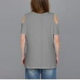 thumbnail image 4 of nerohusy Cold Shoulder Tops for Women 2025 Casual Summer Eyelet Tunic Shirts Short Sleeve V Neck Hollow Out Tunic Blouses Elegant Dressy Gray,M, 4 of 7