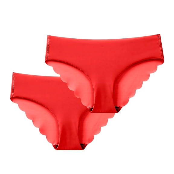 FAHXNVB Women's 2 Pack Seamless No Show Wave Edge Thongs Low Rise Ice Silk Breathable Panties Stretchy Comfortable Yoga Underwear