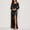 1#Black, variant on Formal Dresses for Women Satin V Neck Sleeveless Cocktail Wedding Guest Maxi Dress Pleated High Waist Wrap Split Evening Gowns Brown XL