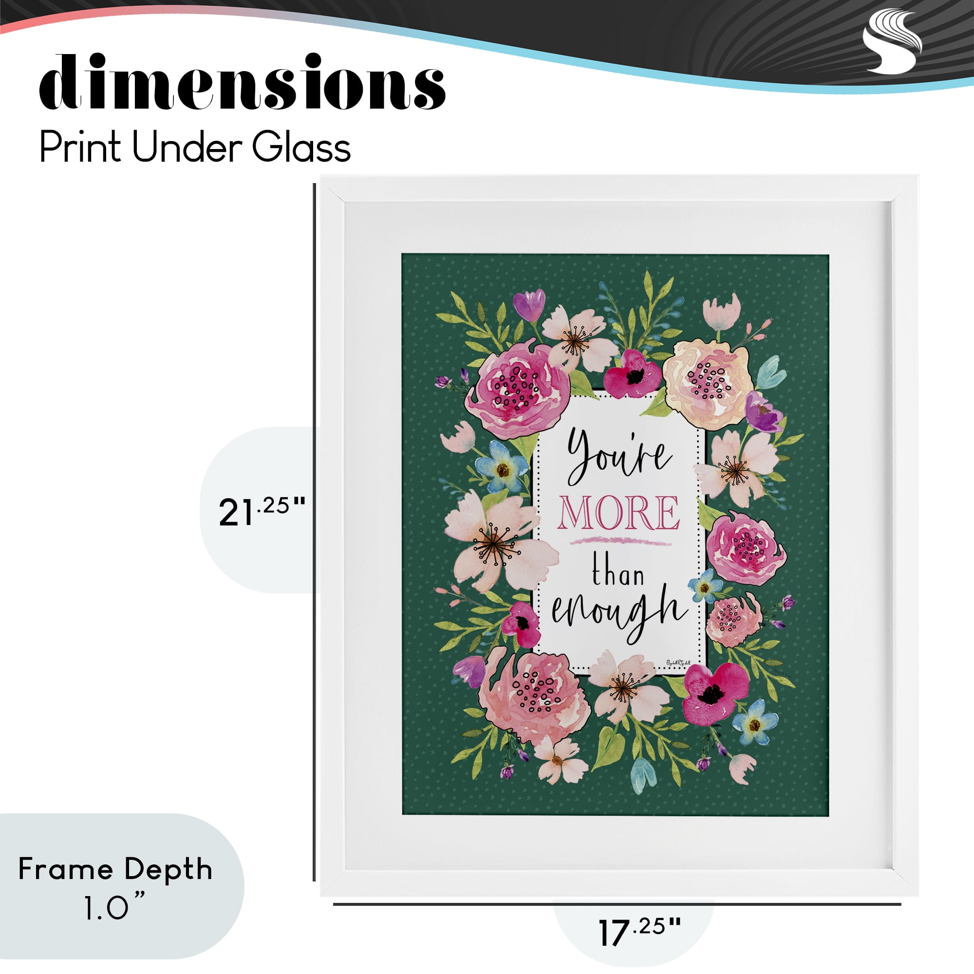 Stupell Industries More Than Enough with Florals White Framed Print Under Glass, design by Elizabeth Tyndall
