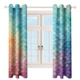 thumbnail image 3 of Colorful Gradient Fish Scale Texture Mermaid Window Curtains for Bedroom Colorful Printed Window Drapes Blackout Thermal Insulated Grommet Window Treatment 2 Panels Set, 3 of 5