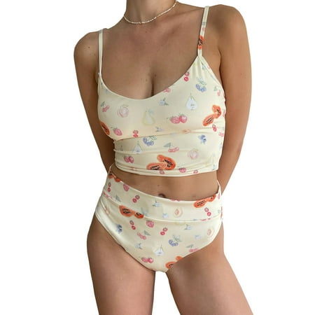 

jxxiatang Fruit Print Sleeveless Camisole and Panties Set - 2 Piece Pajama for Women