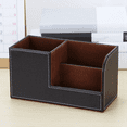 thumbnail image 6 of Leather Desk Organizer,Office Supplies Holder Desktop Stationery Storage Box for Business Card, Pen, Pencil,Remote B, 6 of 6