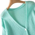 thumbnail image 6 of PMVFHDE Women's Winter Casual Daily V-Neck Solid Color Button Soft Warm Cardigan Knit Sweater Coat Mint Green,XL, 6 of 7