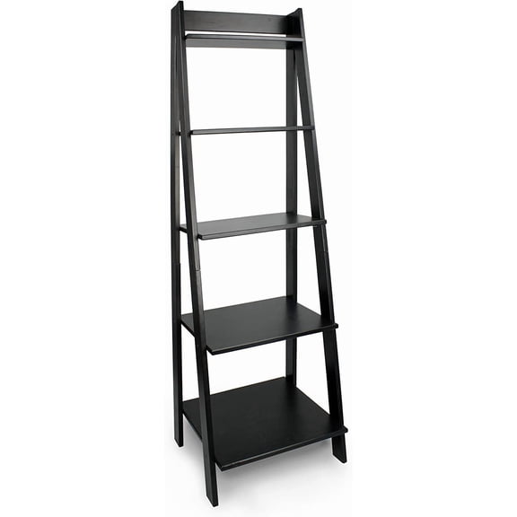 Jela Solid Wood Split 5 Shelf Ladder, Black