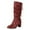 Red, variant on Slouchy Boots for Women Western Retro Drawstring Soft Leather Pointed Toe Chunky Heel Zipper Mid Calf Booties Winter Knee High Riding Boots Brown Size 6