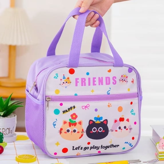 Cute Cats Insulated Lunch Bag,Reusable Lunch Tote Bag, Leakproof Cooler Lunch Bag for Office Picnic Travel Work