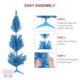 thumbnail image 3 of Bringstar 4FT Blue Artificial Christmas Tree with 50 String Lights, Mini Tinsel Tree, Not Pre-Lit, for Home & Office Holiday Décor, 3 of 11