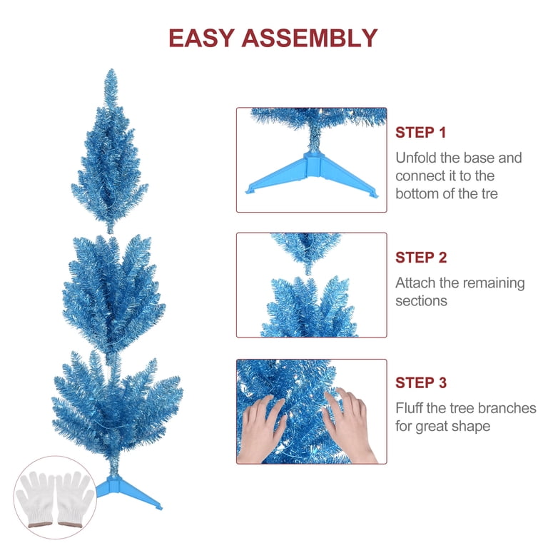 Bringstar 4FT Blue Artificial Christmas Tree with 50 String Lights