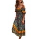 thumbnail image 2 of Txlixc Vestido bohemio de verano para mujer, falda de pastel de una pieza estilo bohemio con estampado floral en el pecho de manga corta Txlixc  Estilo de ocio, 2 of 5